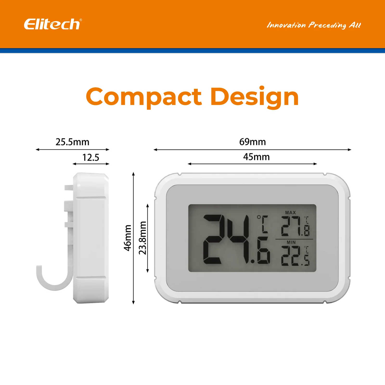 Elitech TM-2T Fridge Thermometer Digital Freeze Refrigerator Thermometer Waterproof Large LCD Display Max/Min Record Function - Image 6