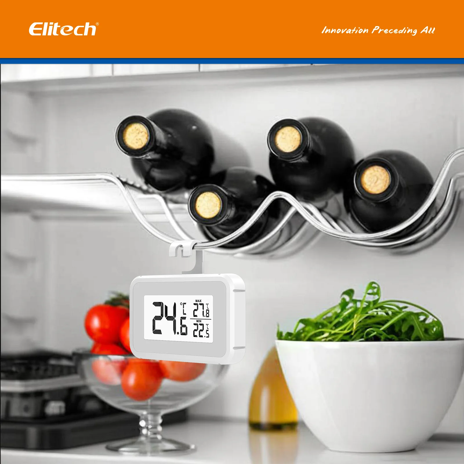 Elitech TM-2T Fridge Thermometer Digital Freeze Refrigerator Thermometer Waterproof Large LCD Display Max/Min Record Function - Image 7
