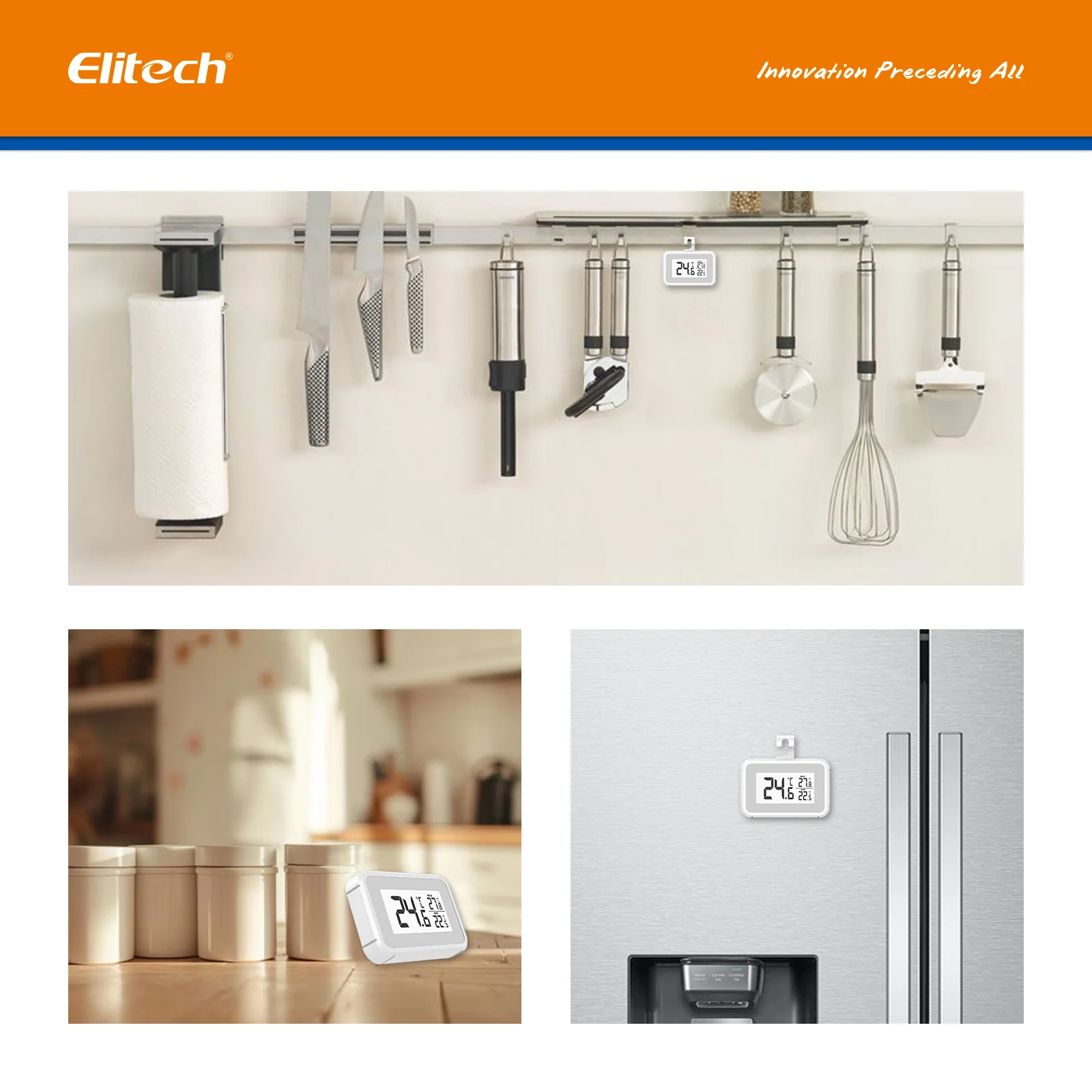 Elitech TM-2T Fridge Thermometer Digital Freeze Refrigerator Thermometer Waterproof Large LCD Display Max/Min Record Function - Image 8