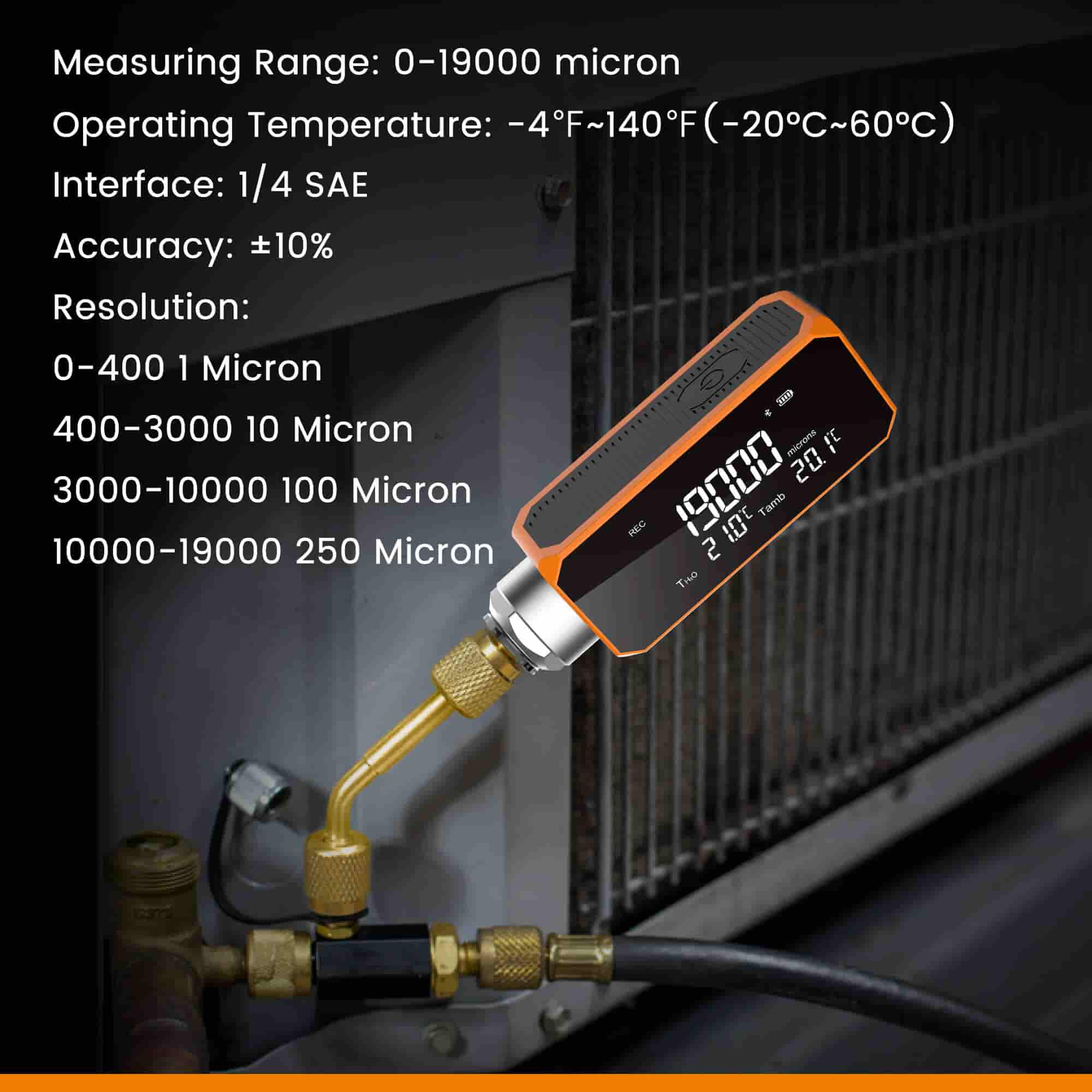 Elitech VGW-mini Wireless Micron Gauge 1~19,000 Microns, Digital Vacuum Gauge for HVAC and automotive 1/4" SAE - Image 6