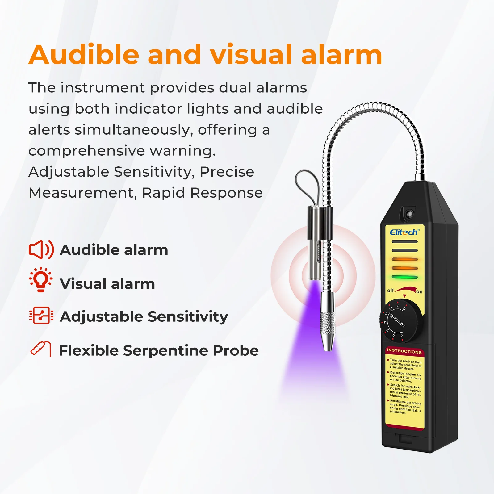 Elitech WJL-6000SUV Refrigerant Heat Pump Leak Detector with UV LED Corona Sensor AC Halogen Gas Leaking Detection - Image 4