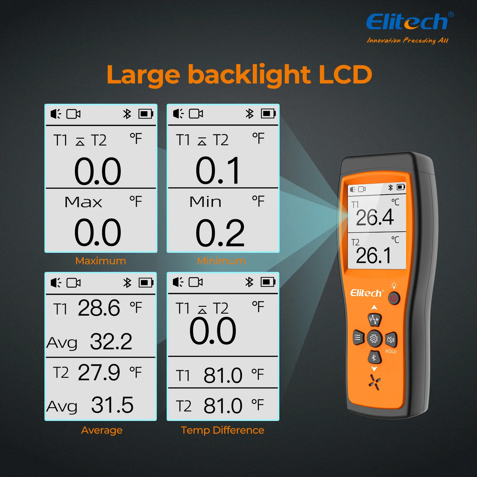 Elitech ICT-220 Bluetooth Dual Thermocouple Thermometer – High Precision K-Type Temperature Data Logger with App, Rapid Response, Suitable for Refrigeration, Automotive Maintenance and Heat Pump Industries - Image 3