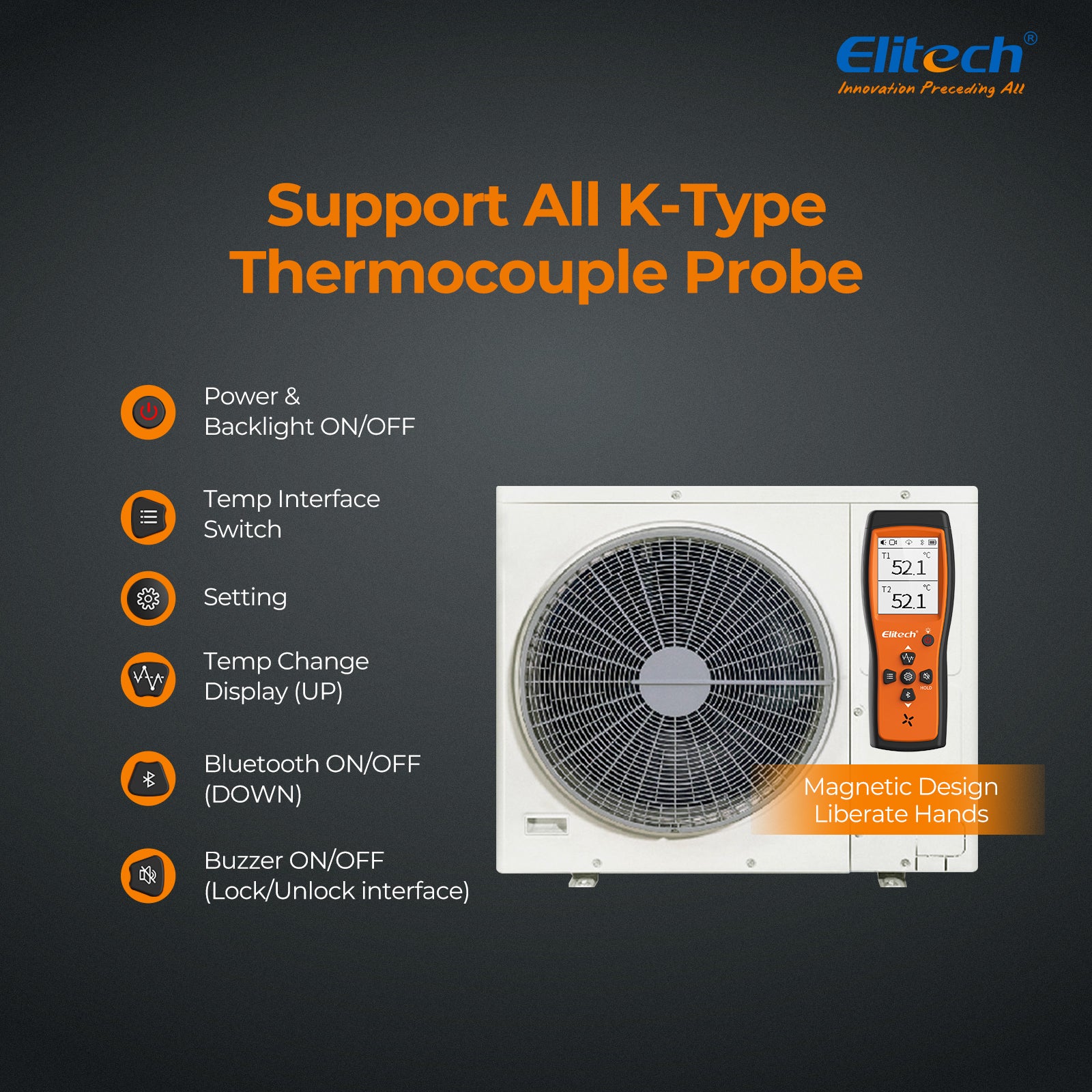 Elitech ICT-220 Bluetooth Dual Thermocouple Thermometer – High Precision K-Type Temperature Data Logger with App, Rapid Response, Suitable for Refrigeration, Automotive Maintenance and Heat Pump Industries - Image 7