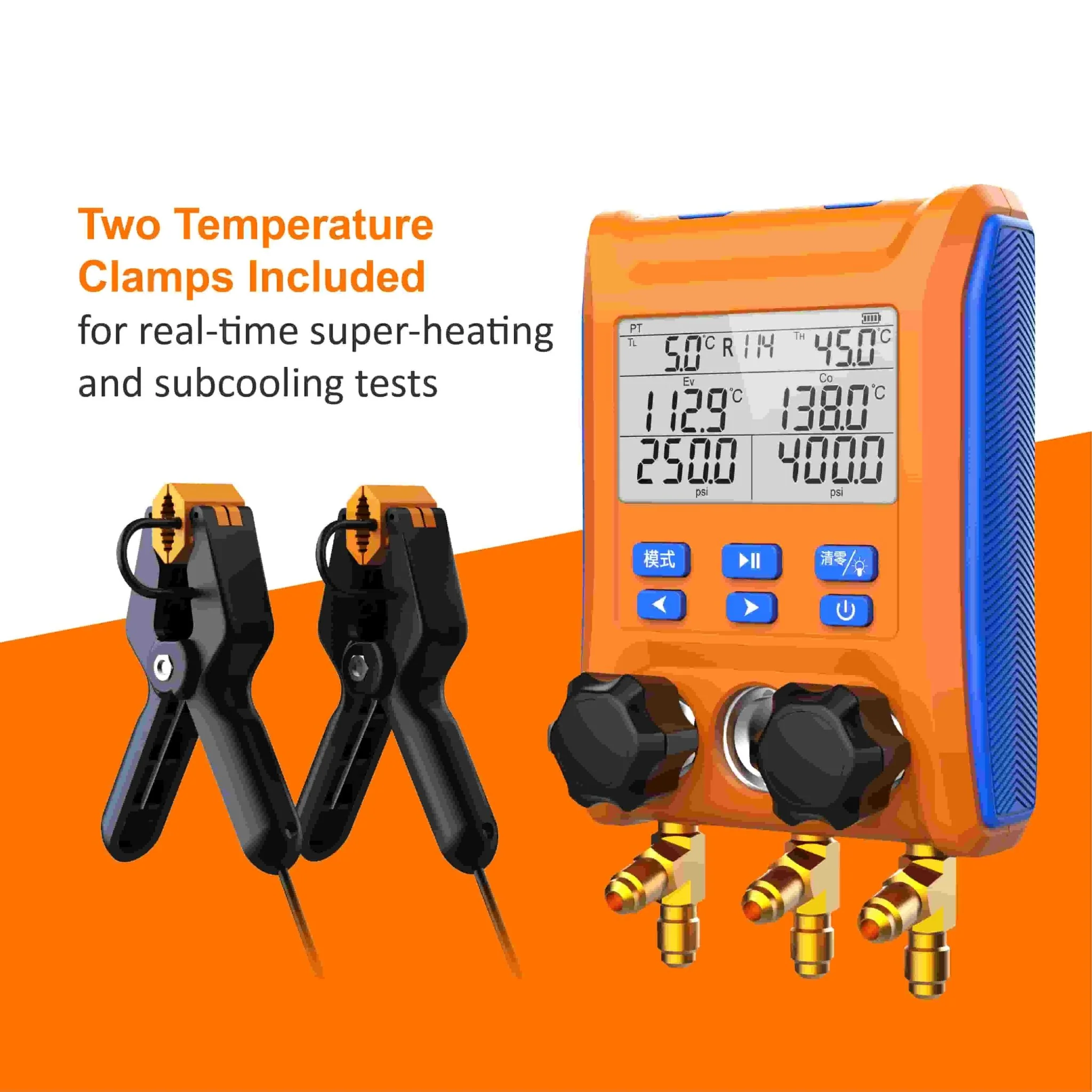 Elitech LMG-10 Refrigeration Heat Pump Digital Manifold Gauge Set, High-Precision Pressure Temperature Vacuum Leakage Tester Dignostic Meter Kit - Image 5