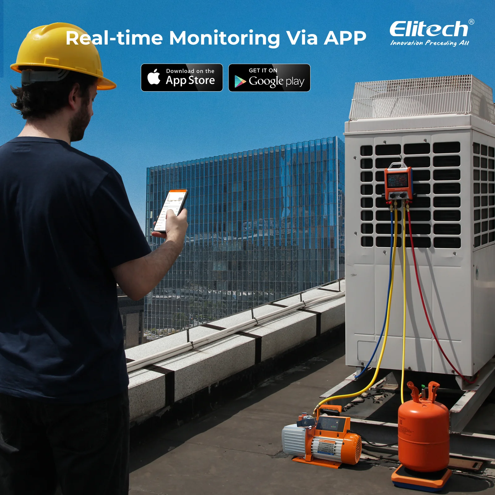 Elitech SVP-7/V700 220V Intelligent 2-Stage Vacuum Pump, 7CFM, 3L/S, APP Control, Data Logging, Smart Control, HVAC Refrigerator Heat Pump Auto Air Condition Service Tool (oil is not included) - Image 7