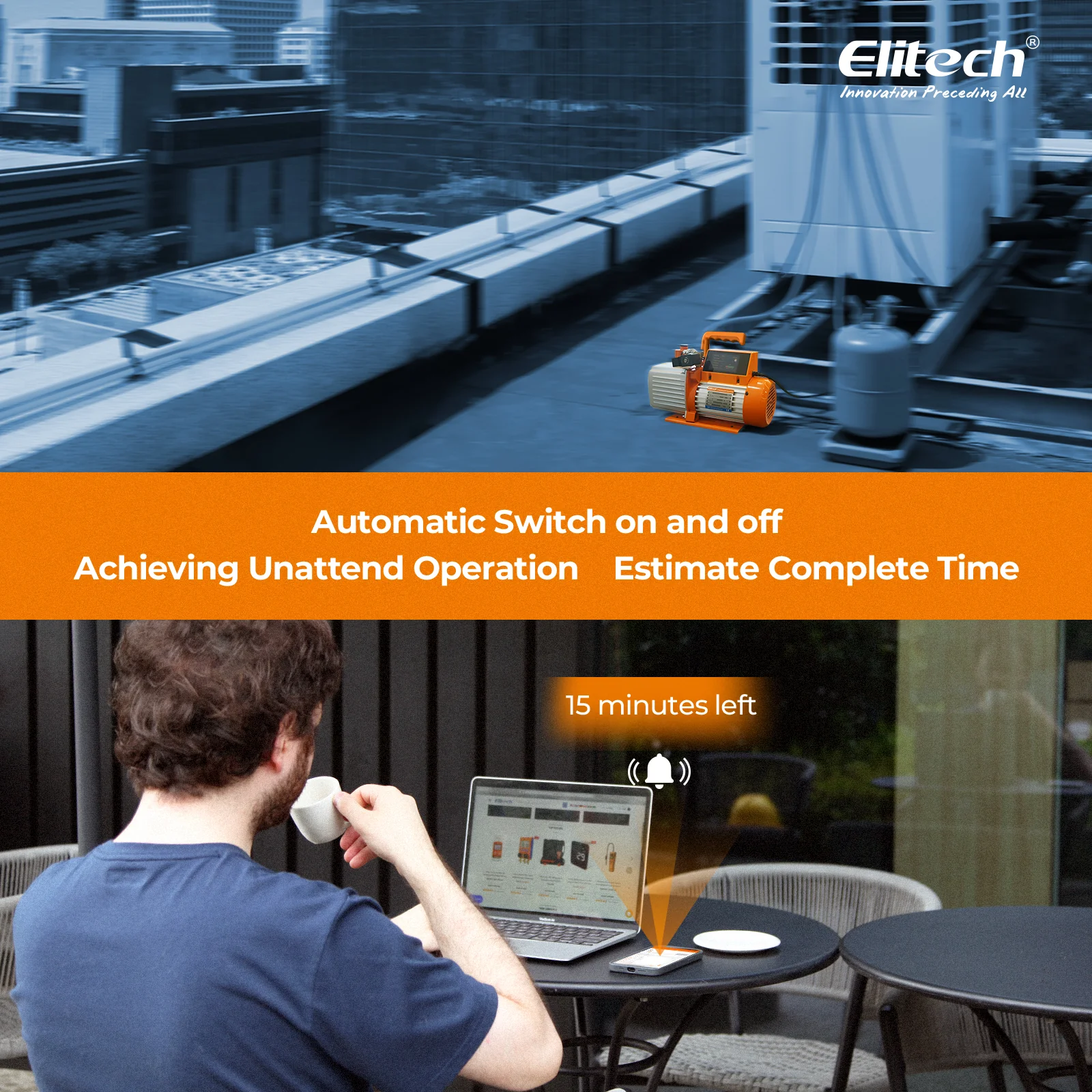 Elitech SVP-7/V700 220V Intelligent 2-Stage Vacuum Pump, 7CFM, 3L/S, APP Control, Data Logging, Smart Control, HVAC Refrigerator Heat Pump Auto Air Condition Service Tool (oil is not included) - Image 8