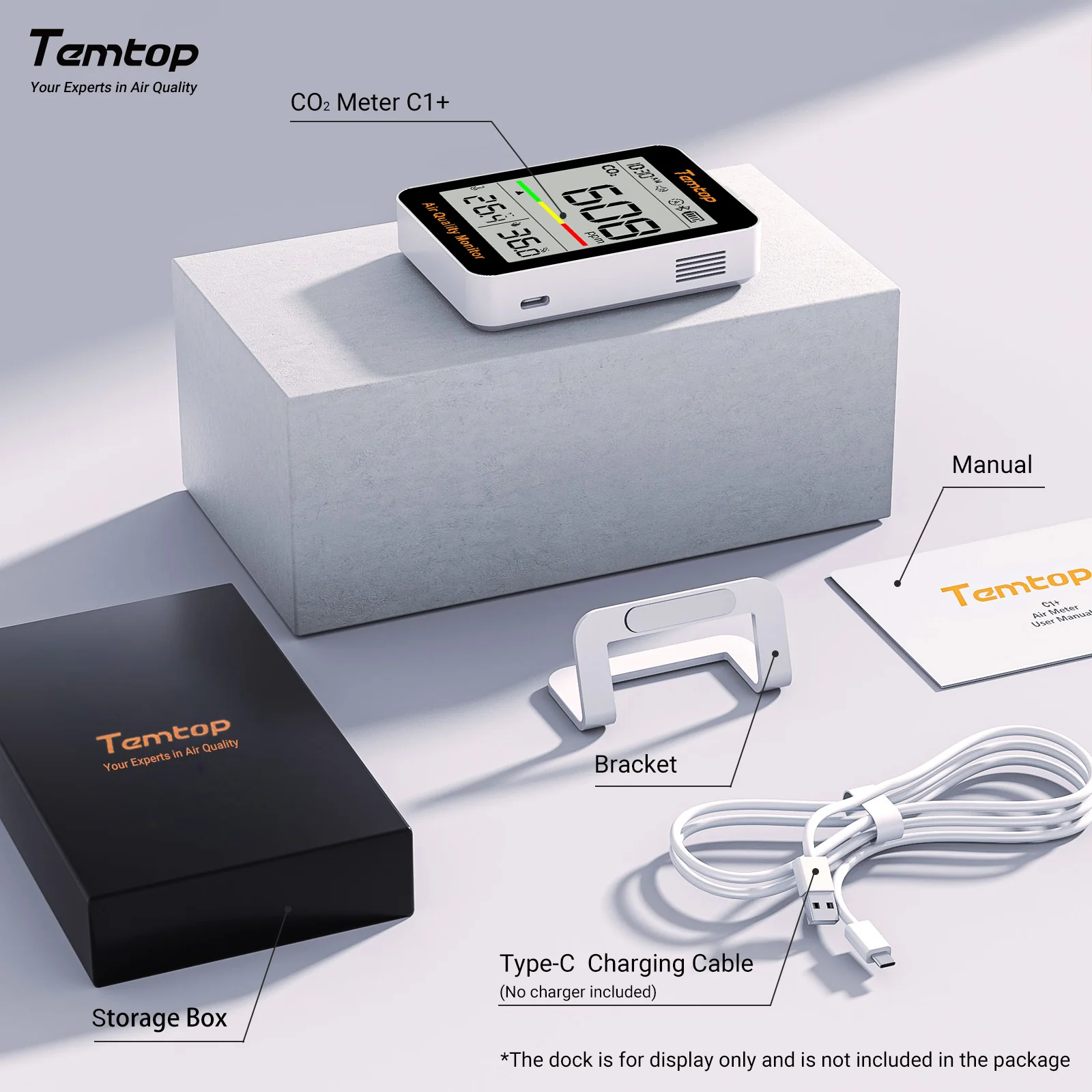 Temtop C1+ CO2 Monitor Indoor Air Quality Monitor for CO2, Temperature and Humidity with App and Data History - Image 6