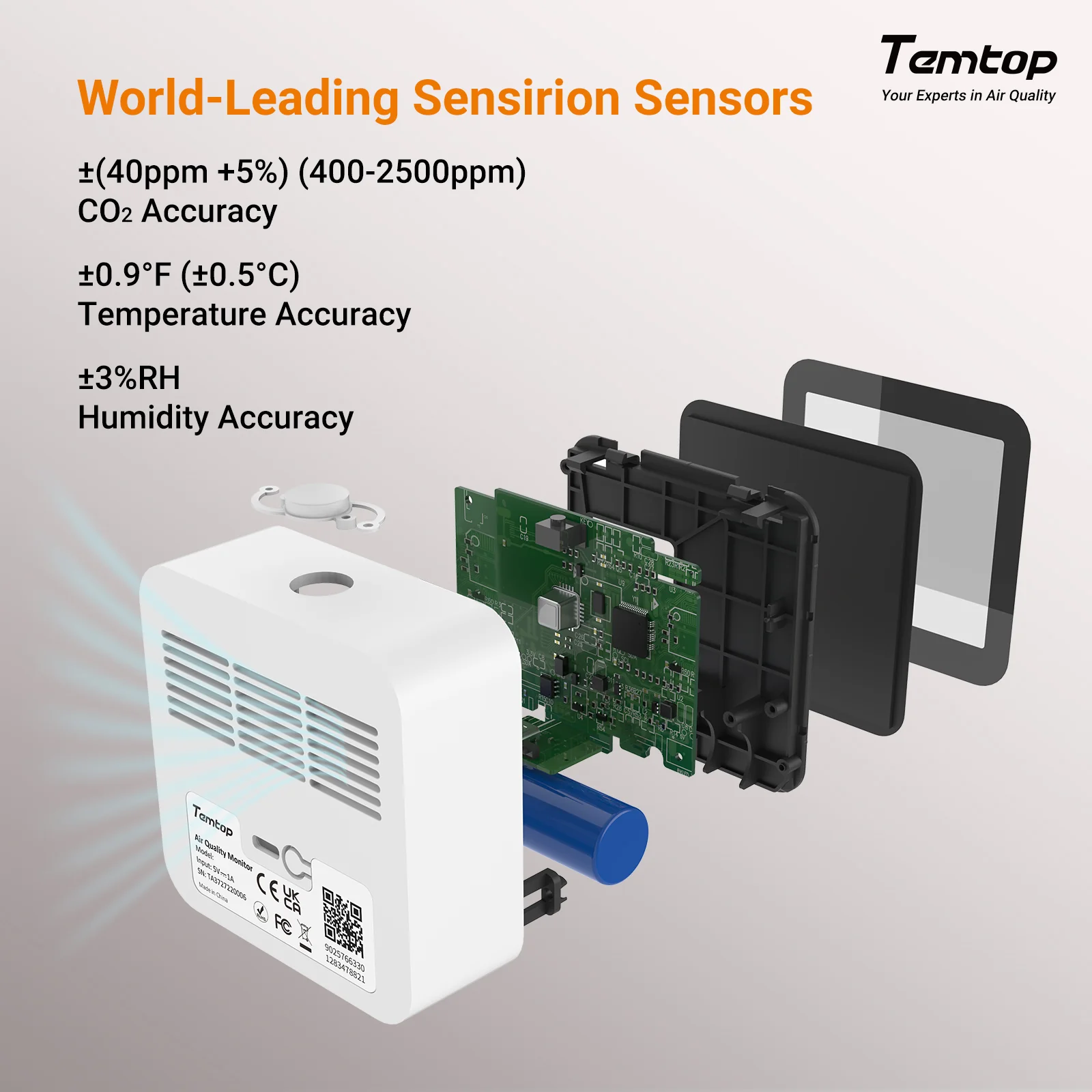 Temtop C10 2nd E-Ink Display CO2 Monitor Indoor Air Quality Monitor for CO2, Temperature and Humidity with App and Data History - Image 6