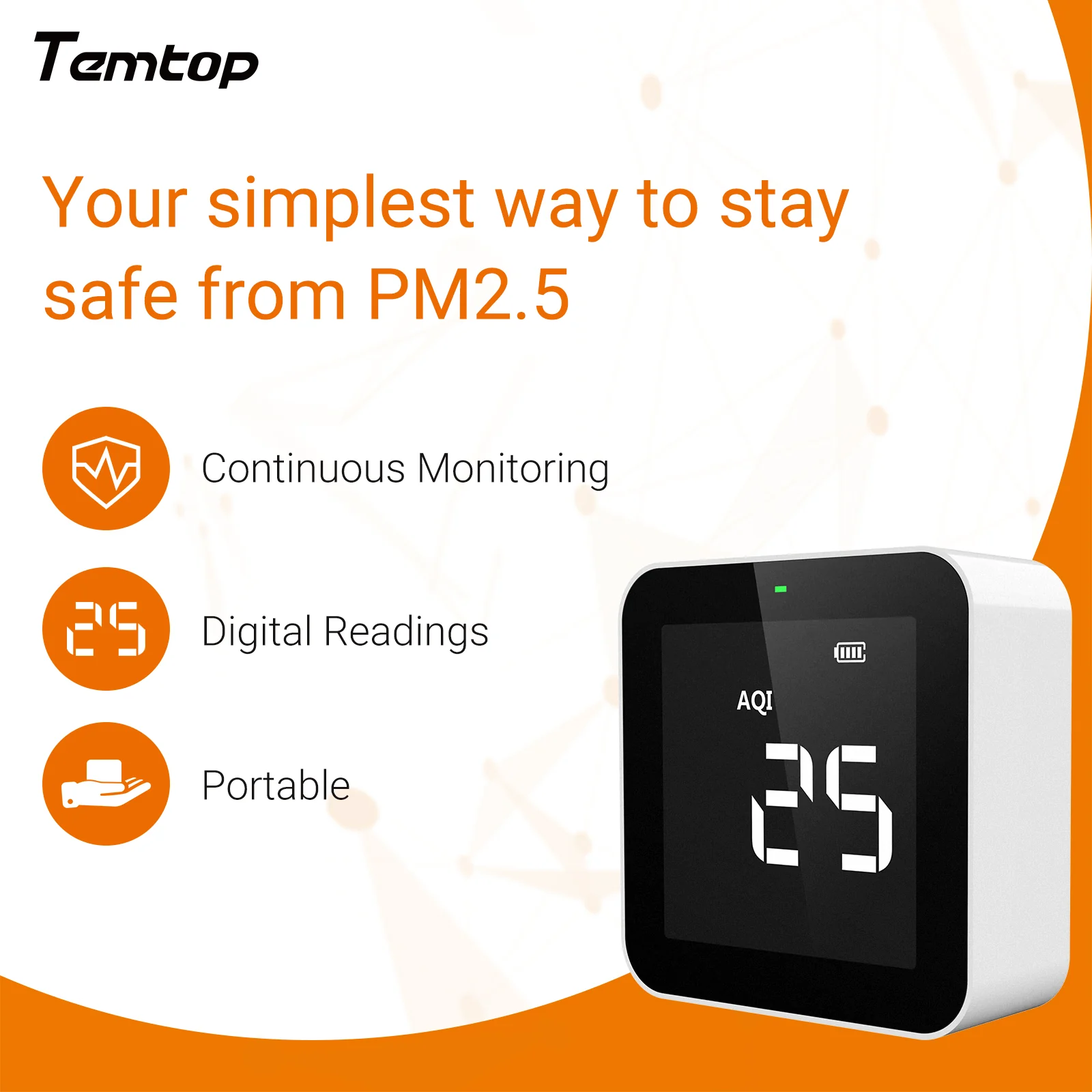 Temtop M10 Air Quality Monitor,  Air Quality Detector for PM2.5 HCHO TVOC AQI with Real Time Display, Rechargeable Battery - Image 10