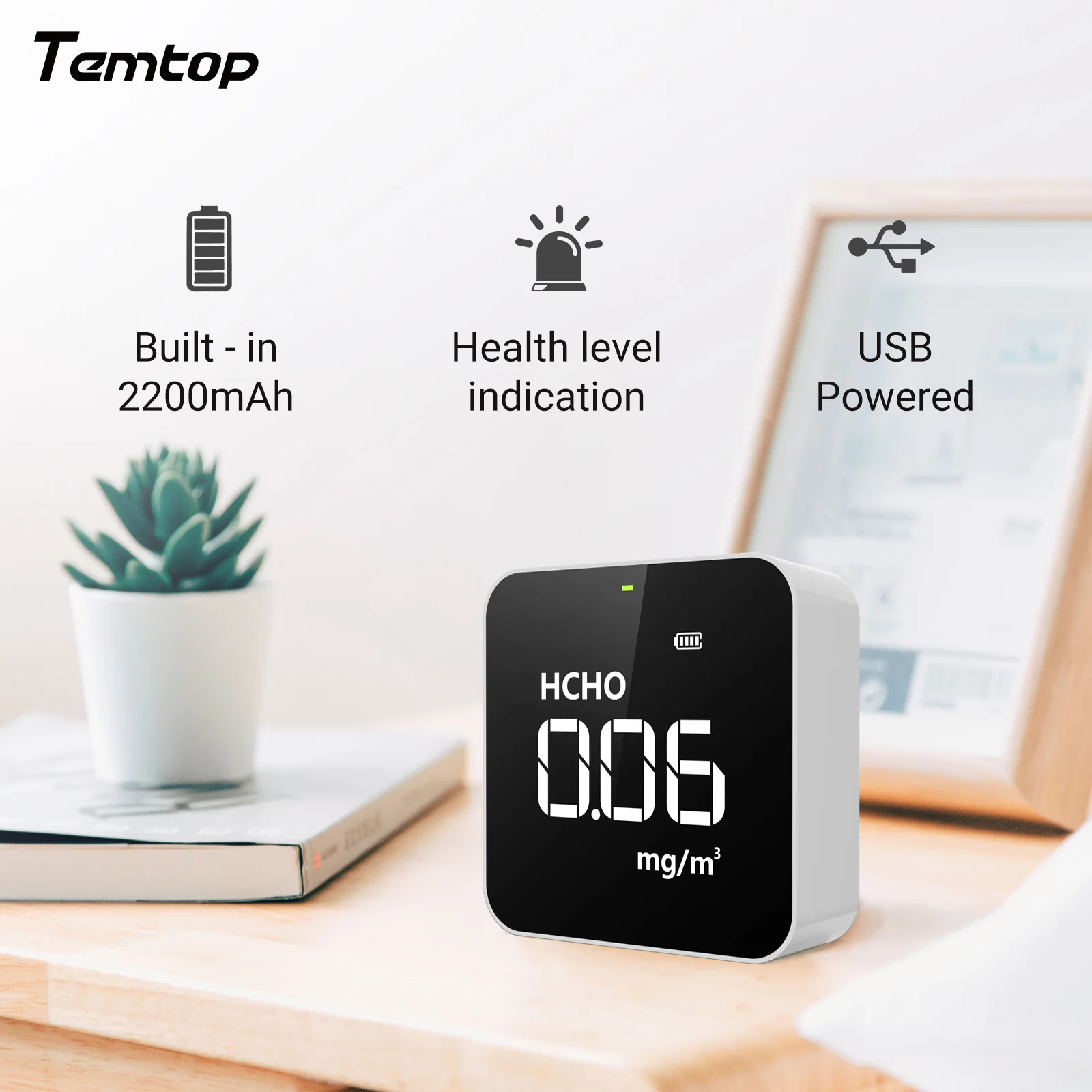 Temtop M10 Air Quality Monitor,  Air Quality Detector for PM2.5 HCHO TVOC AQI with Real Time Display, Rechargeable Battery - Image 8