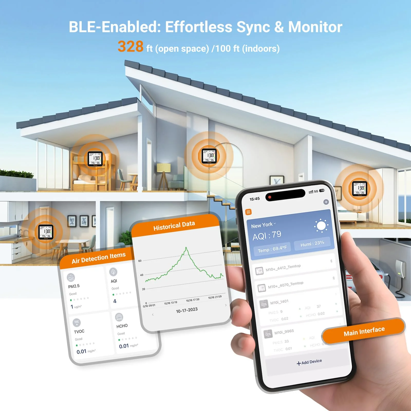 Temtop M10+ Smart Indoor Air Quality Monitor for CO2, AQI, PM2.5, VOC Temperature & Humidity with App - Image 4