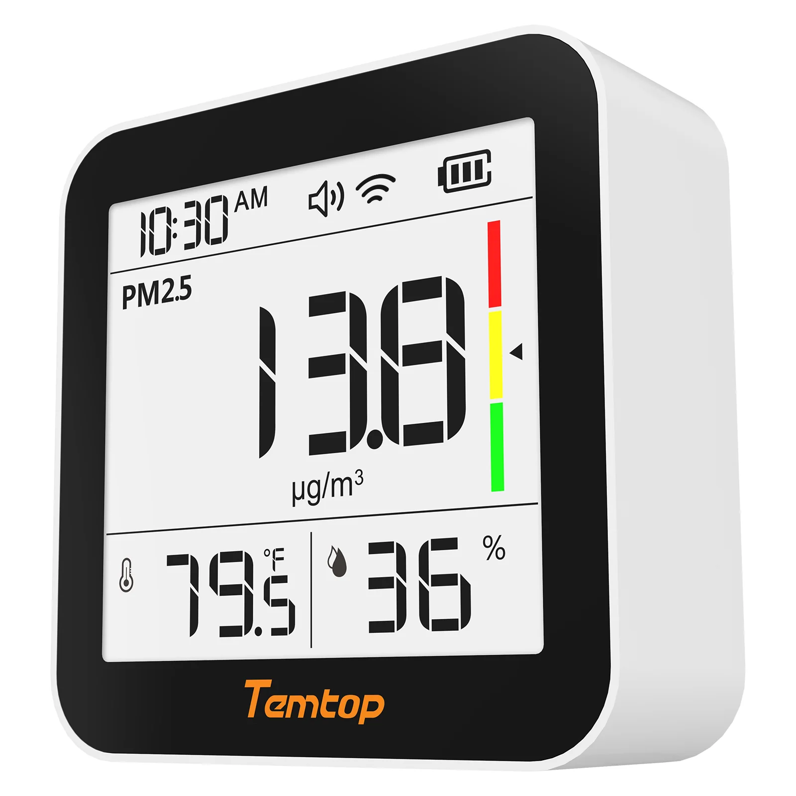 Temtop M10+ WIFI Air Quality Monitor, Rechargeable CO2 Detector with PM2.5 TVOC AQI Temperature and Humidity, 6-in-1 Indoor Pollution Meter with App Control, Data Export, E-ink Screen for Home Office - Image 8