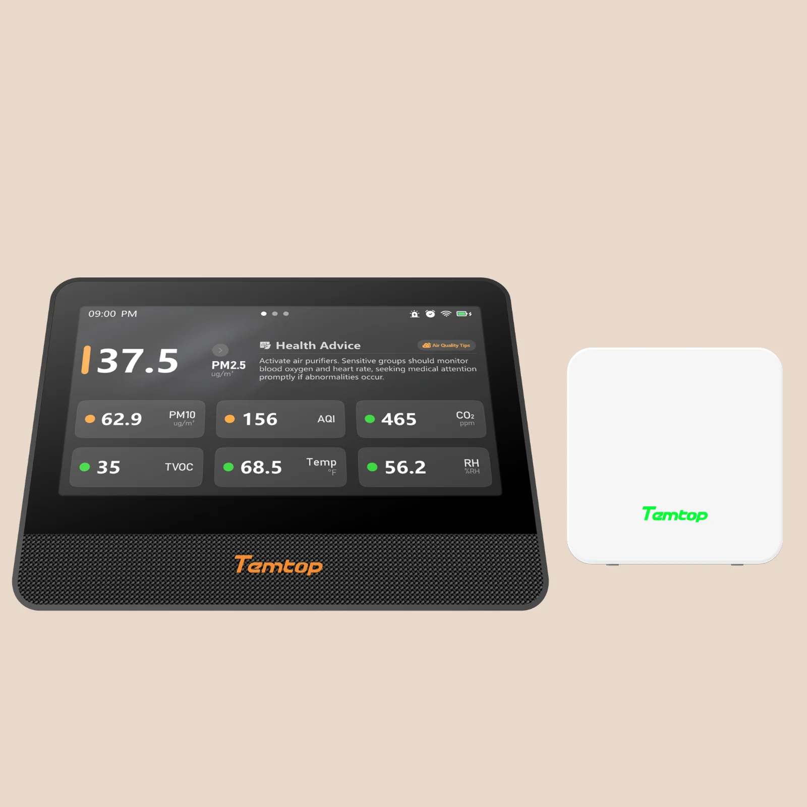 Temtop M100 2nd WiFi Air Quality Monitor – 7" Touch Screen Indoor CO2, PM2.5, PM10, TVOC, Temperature & Humidity Detector, Smart Multi-Room Air Analyzer with LoRa Expansion - Image 8