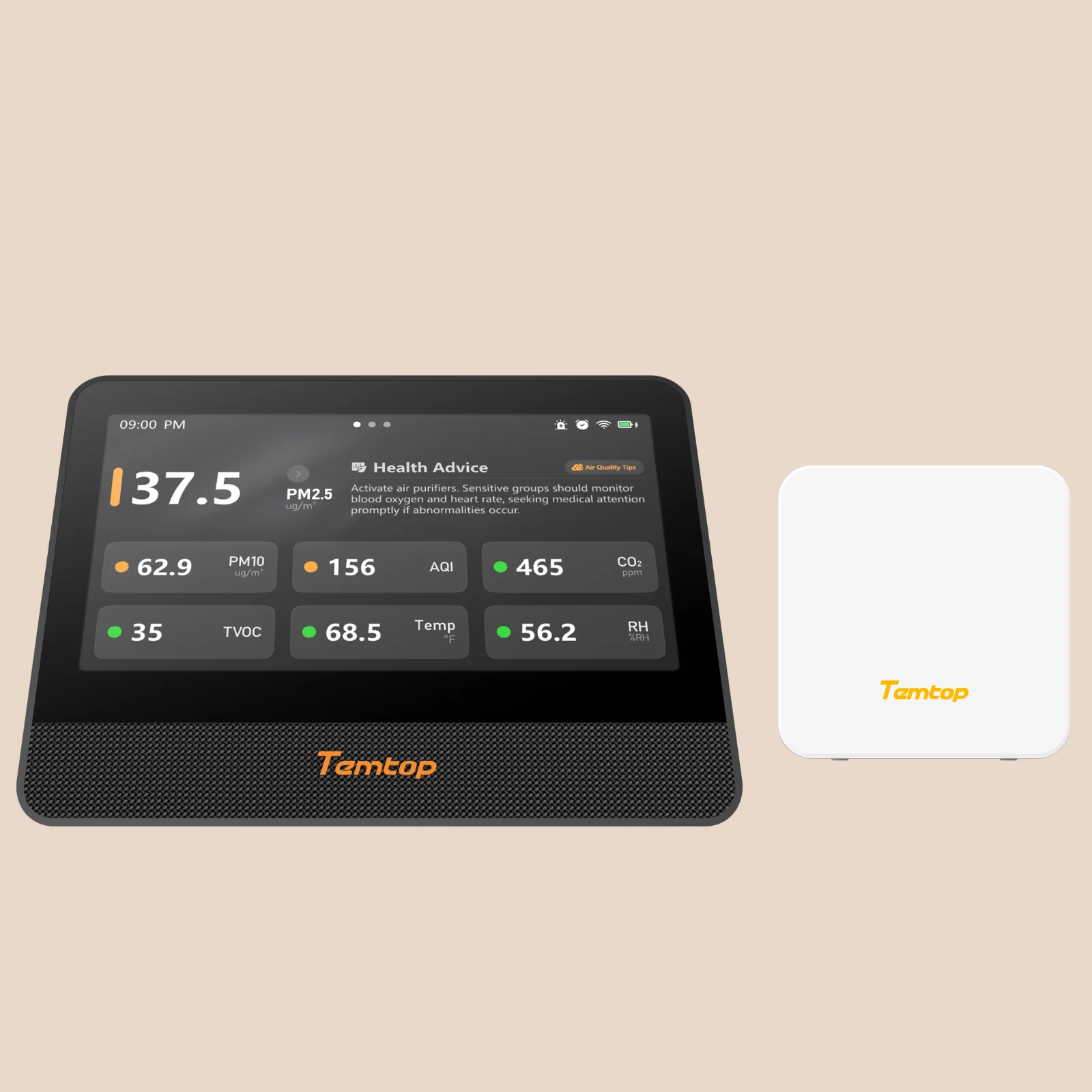 Temtop M100 2nd WiFi Air Quality Monitor – 7" Touch Screen Indoor CO2, PM2.5, PM10, TVOC, Temperature & Humidity Detector, Smart Multi-Room Air Analyzer with LoRa Expansion - Image 9