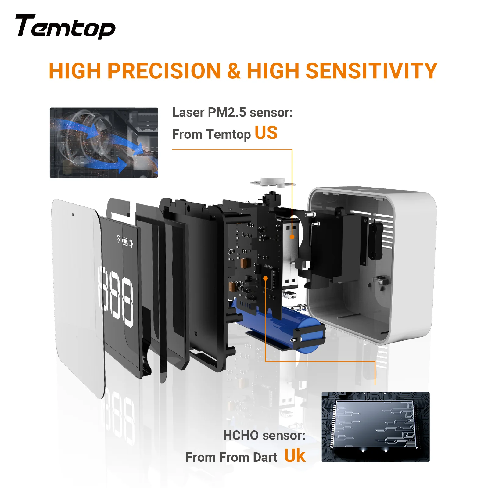 Temtop M10i WiFi Air Quality Monitor Meter for PM2.5 TVOC AQI HCHO Formaldehyde Detector Real Time Data Recording - Image 5