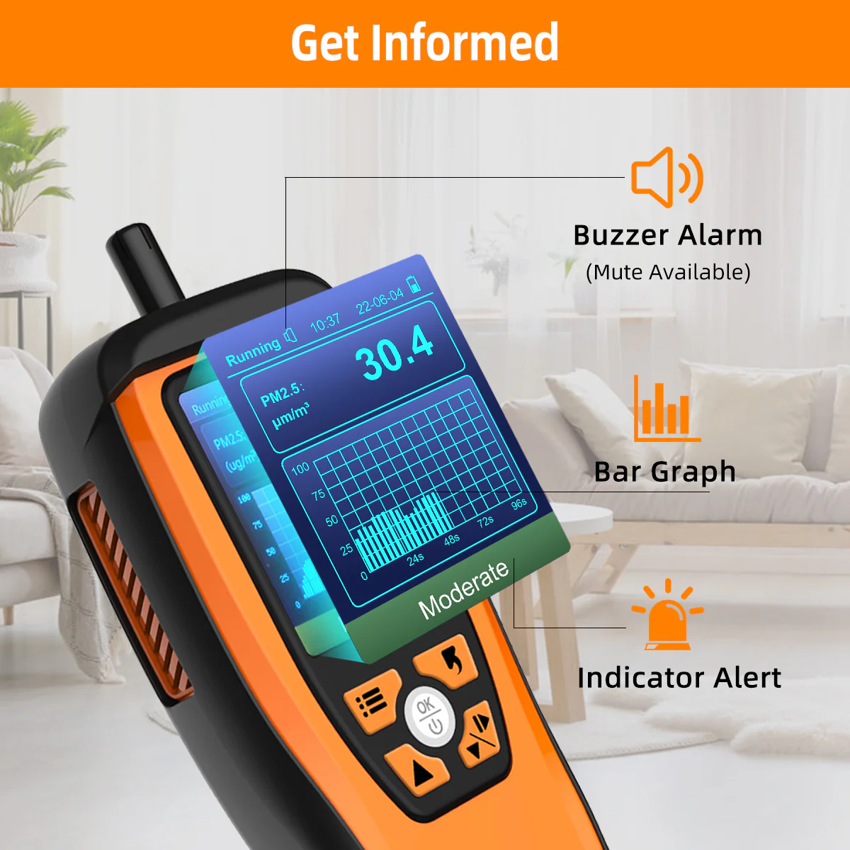 Temtop M2000 2nd CO2 Air Quality Monitor, Air Quality Detector for PM2.5 PM10 Particles CO2 HCHO - Image 4