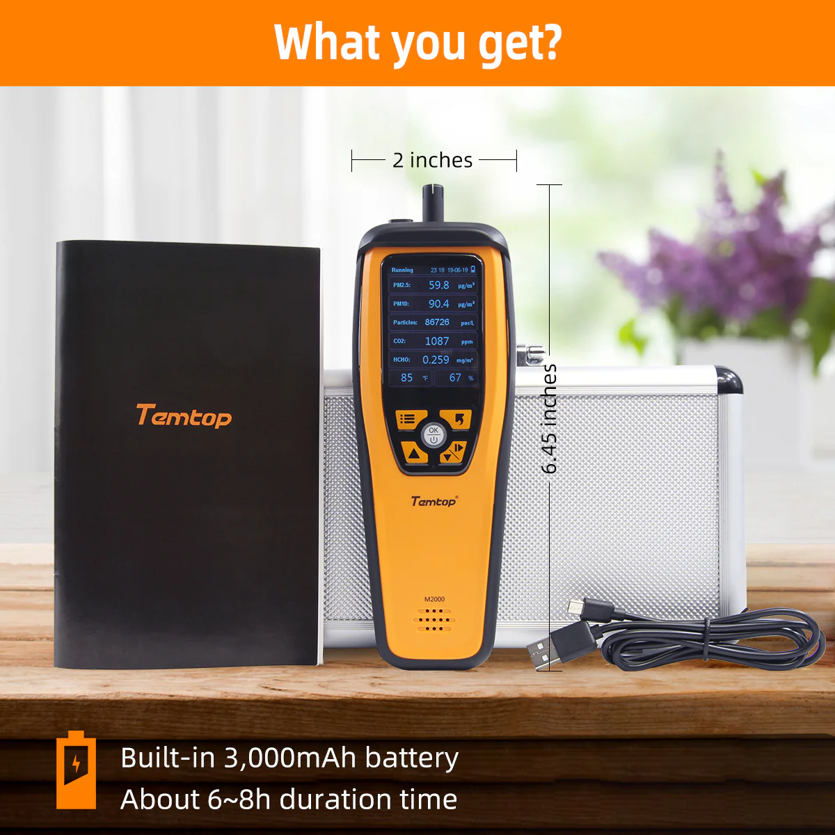 Temtop M2000 2nd CO2 Air Quality Monitor, Air Quality Detector for PM2.5 PM10 Particles CO2 HCHO - Image 8