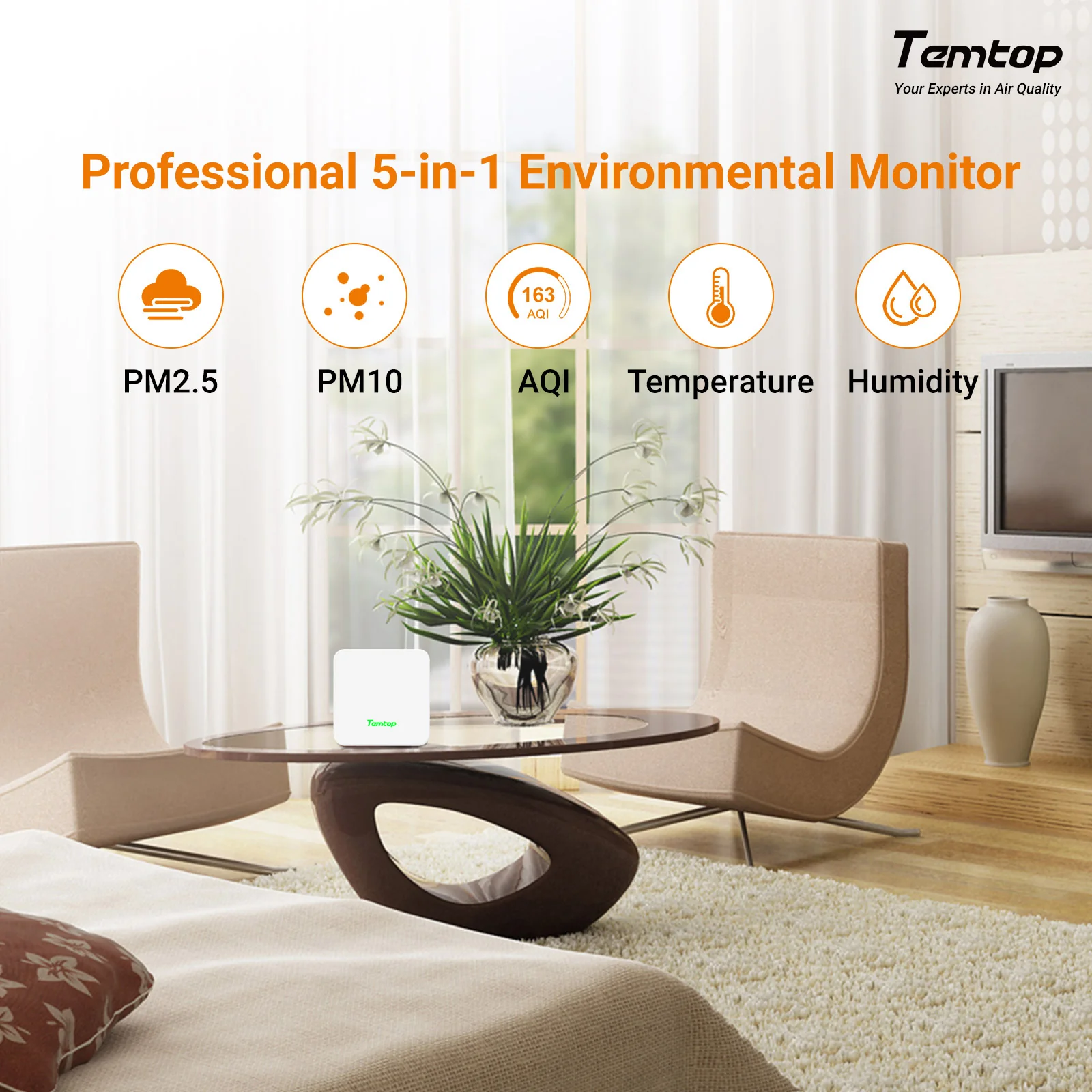 Temtop P1 Air Quality Monitor – PM2.5, PM10, Temp & Humidity Detector with Real-Time AQI & Bluetooth App - Image 2