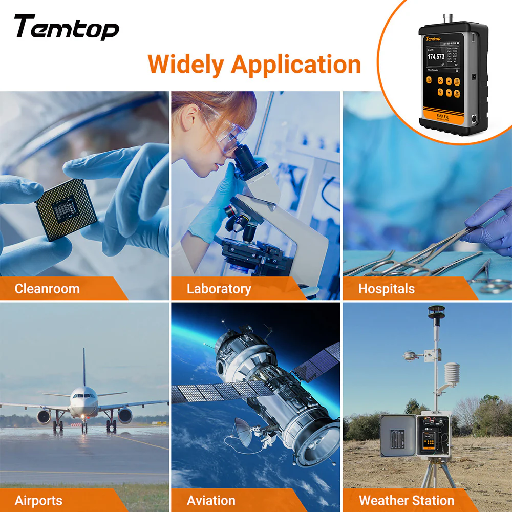 Temtop PMD 331 Professional Particle Counter, 7-Channel Handheld Dust Monitor (0.3-10μm) for PM2.5, PM10 & TSP, Laser Sensor for Industrial Air Quality Monitoring, Cleanrooms & Construction Sites - Image 7