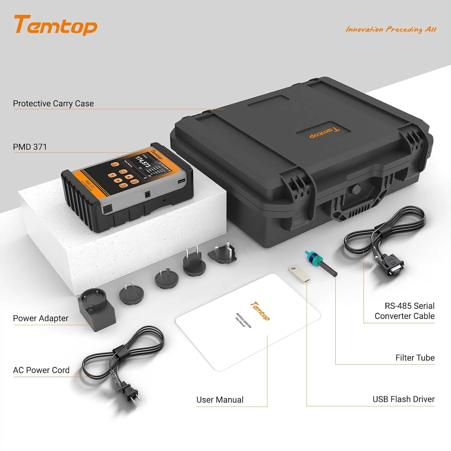 Temtop PMD371 Professional Particle Counter, Handheld Aerosol Dust Monitor with 7 Channels (0.3-10μm), PM2.5/PM10/TSP, Ideal for Cleanrooms, Construction Sites & Industrial Air Quality Monitoring - Image 10