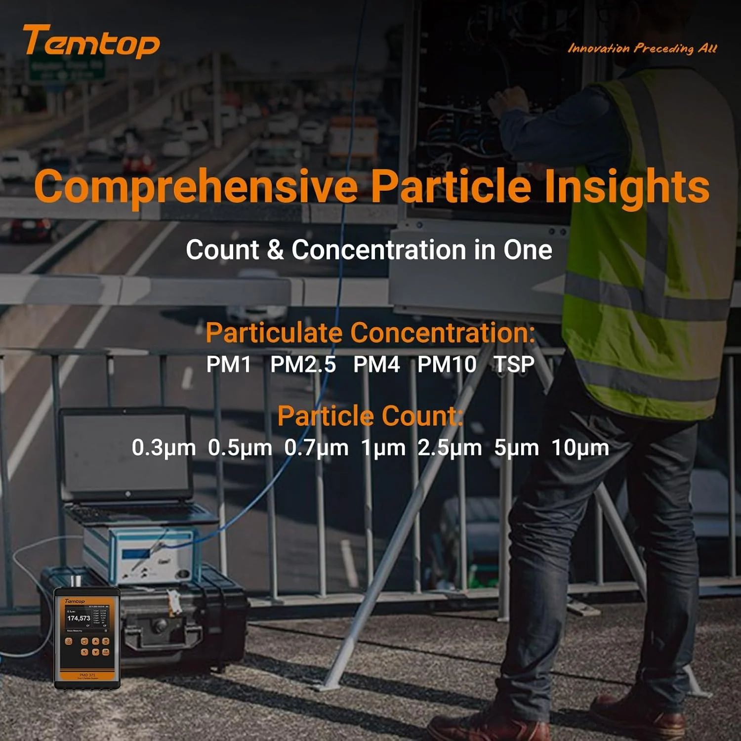 Temtop PMD371 Professional Particle Counter, Handheld Aerosol Dust Monitor with 7 Channels (0.3-10μm), PM2.5/PM10/TSP, Ideal for Cleanrooms, Construction Sites & Industrial Air Quality Monitoring - Image 7