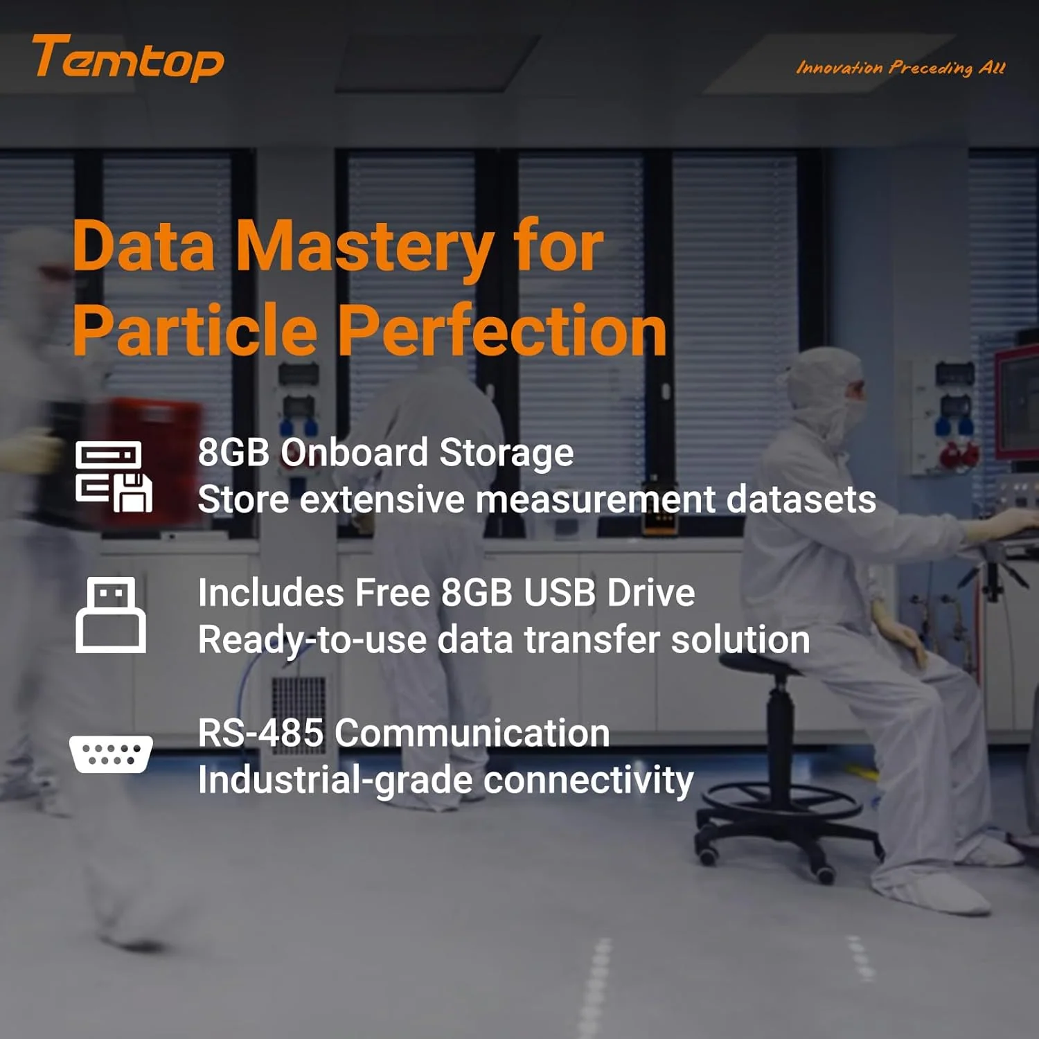 Temtop PMD371 Professional Particle Counter, Handheld Aerosol Dust Monitor with 7 Channels (0.3-10μm), PM2.5/PM10/TSP, Ideal for Cleanrooms, Construction Sites & Industrial Air Quality Monitoring - Image 8